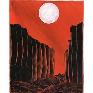 Abstract Southwest Canyon Painting Red And Black Original Canvas Art 20x16